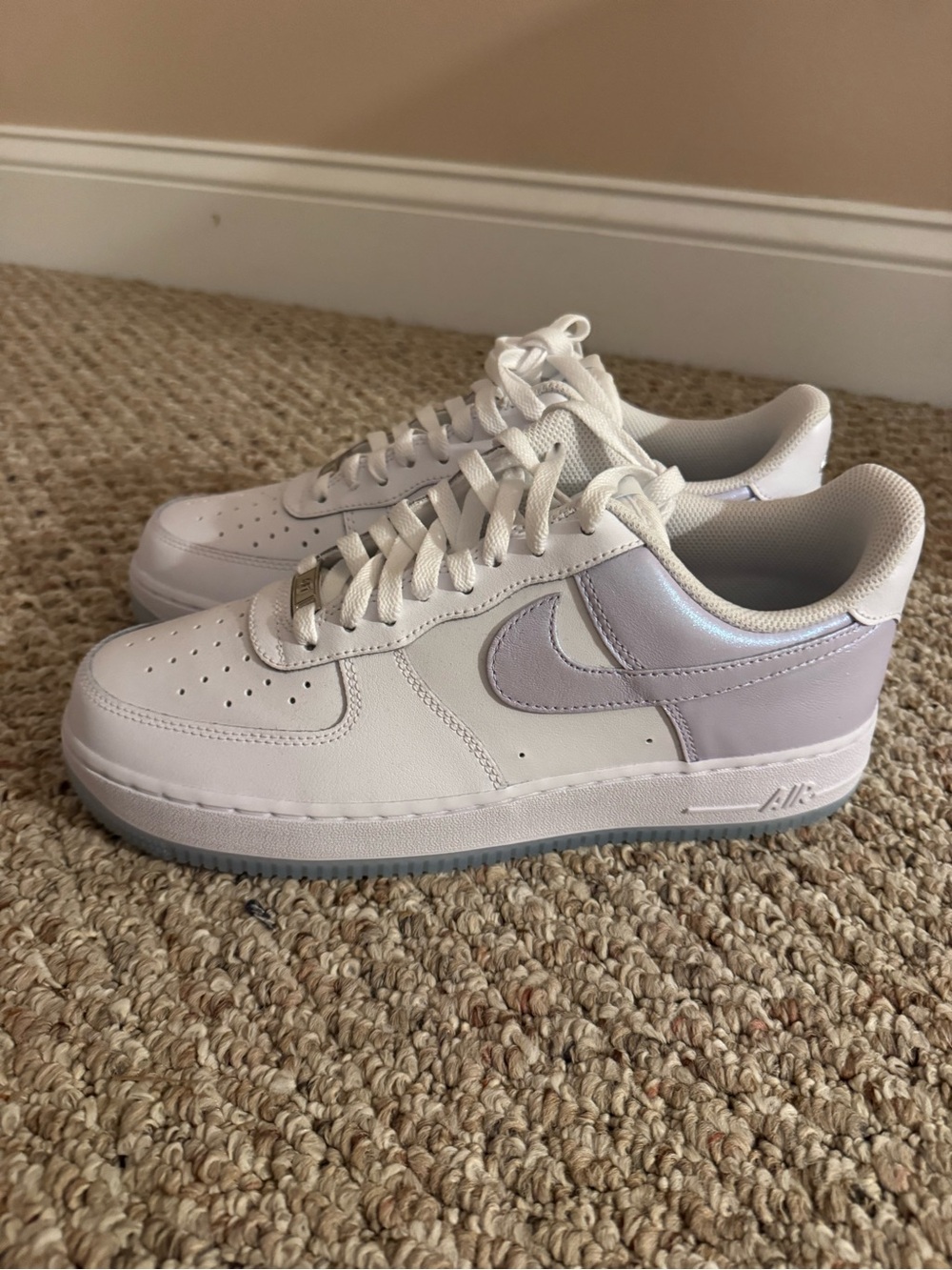 Nike Air Force 1 Low — White with Light Lavender Accents